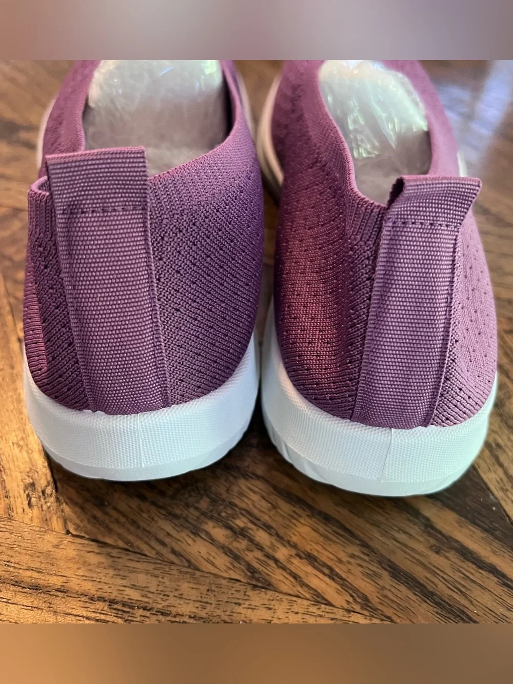 New Women’s Comfort Knit Slip-On walking Shoes, Purple, Size 7 (39)